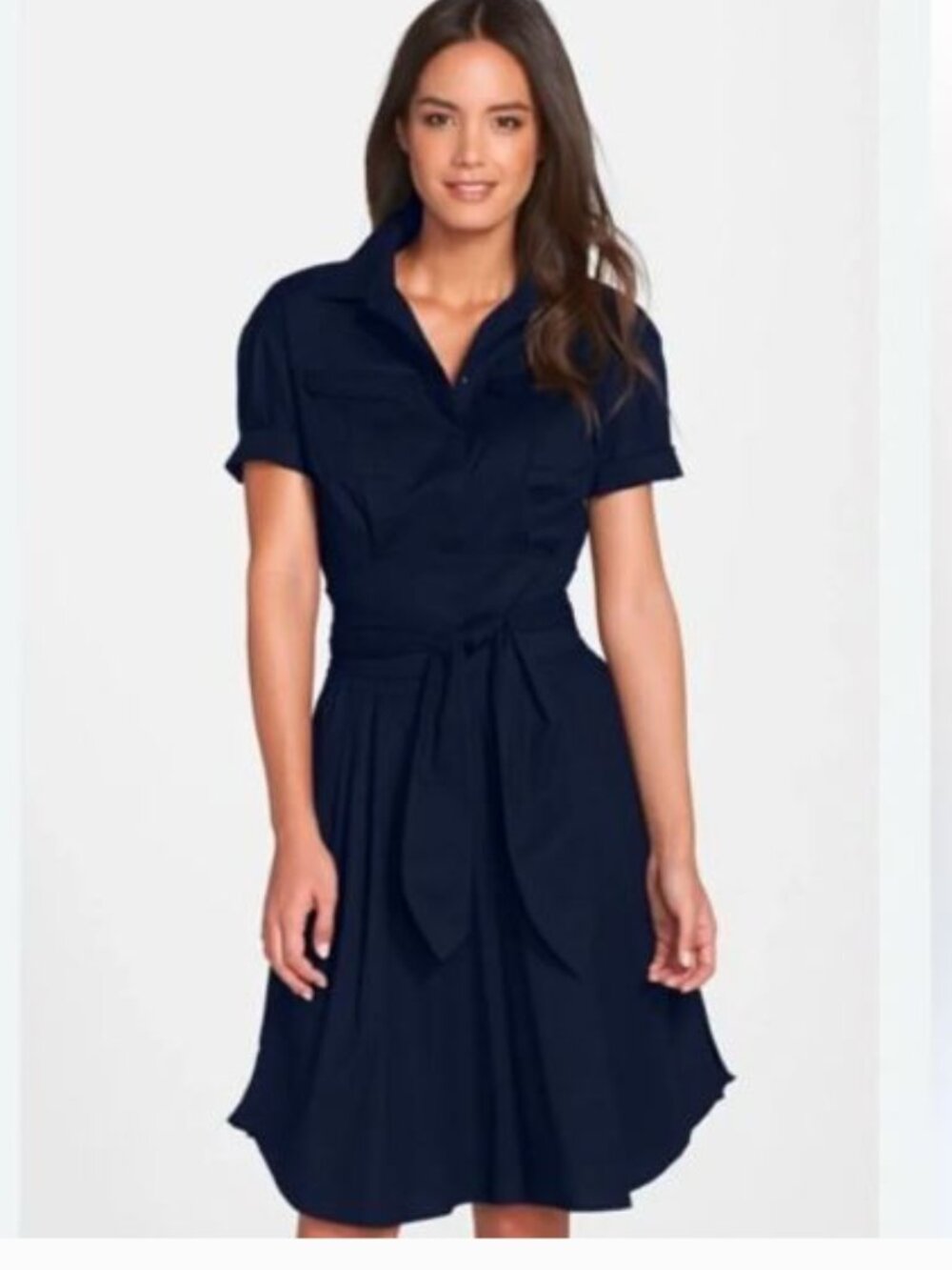 Beautiful Navy Blue CYNTHIA STEFFE Shirt Dress, Like New, Missing Original Belt
